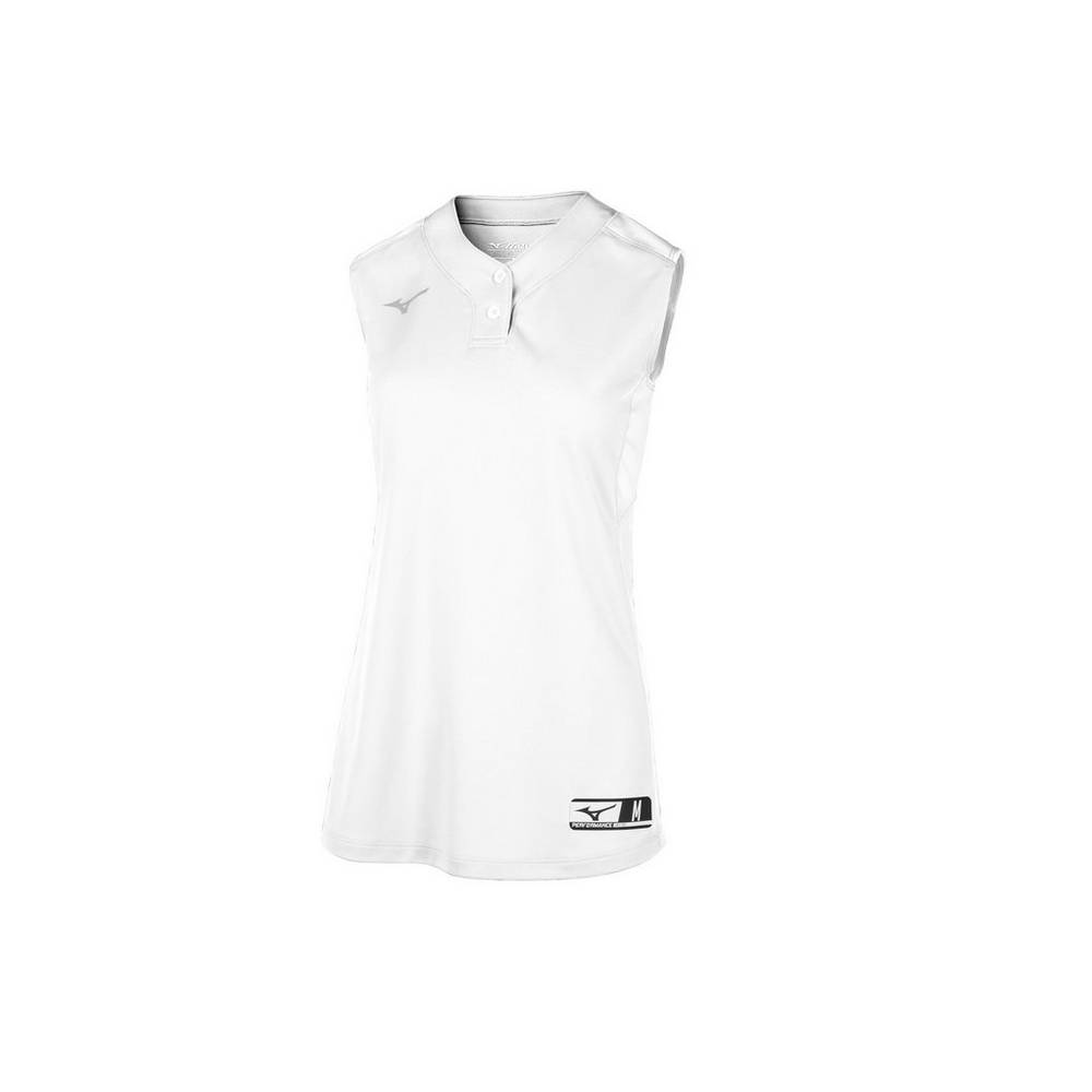 Camisas Mizuno Softball Aerolite 2-Button Sleeveless - Mulher - Branco - BIXQM5109